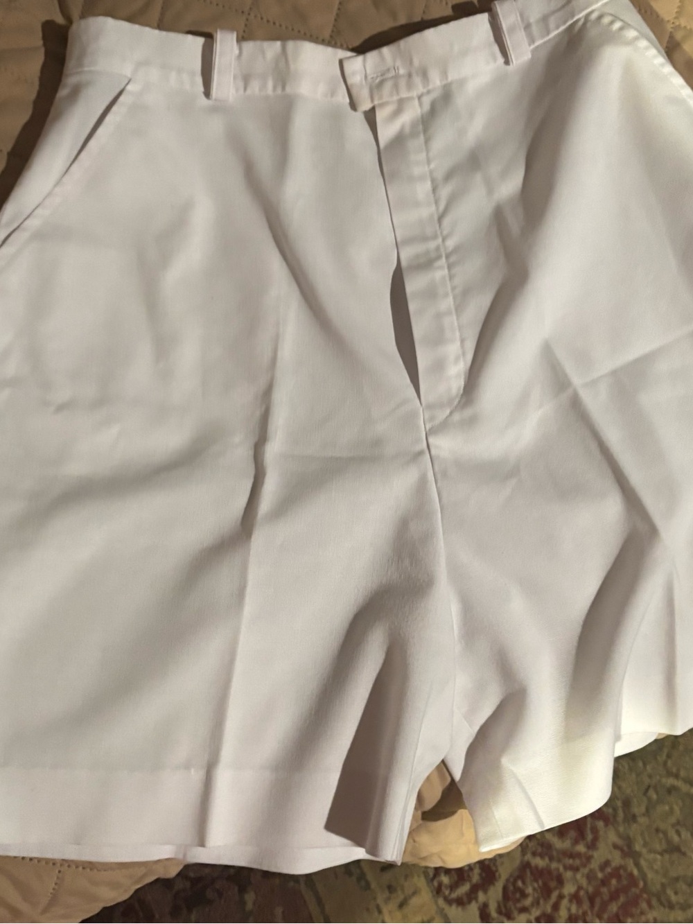 Women's High-Waist Pleated White Bermuda Shorts